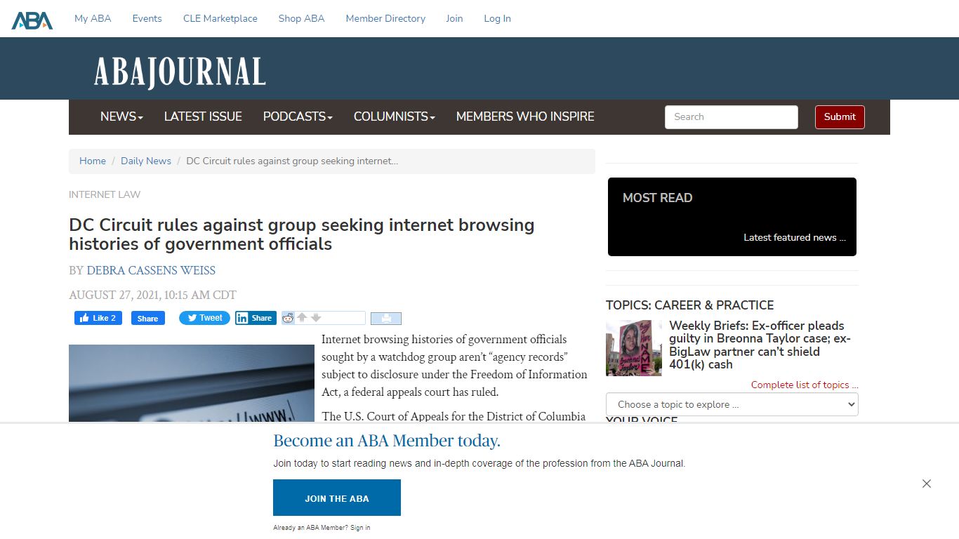 DC Circuit rules against group seeking internet browsing histories of ...